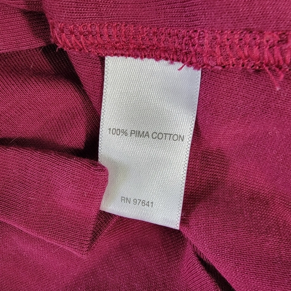 J Jill Perfect Pima 100% Pima Cotton Burgandy V Neck Tunic Top Size Small - Picture 6 of 9